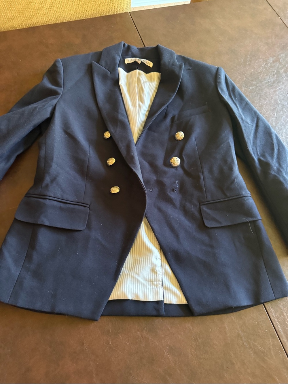 Veronica Beard Navy Double-Breasted Blazer with Gold Buttons size 6